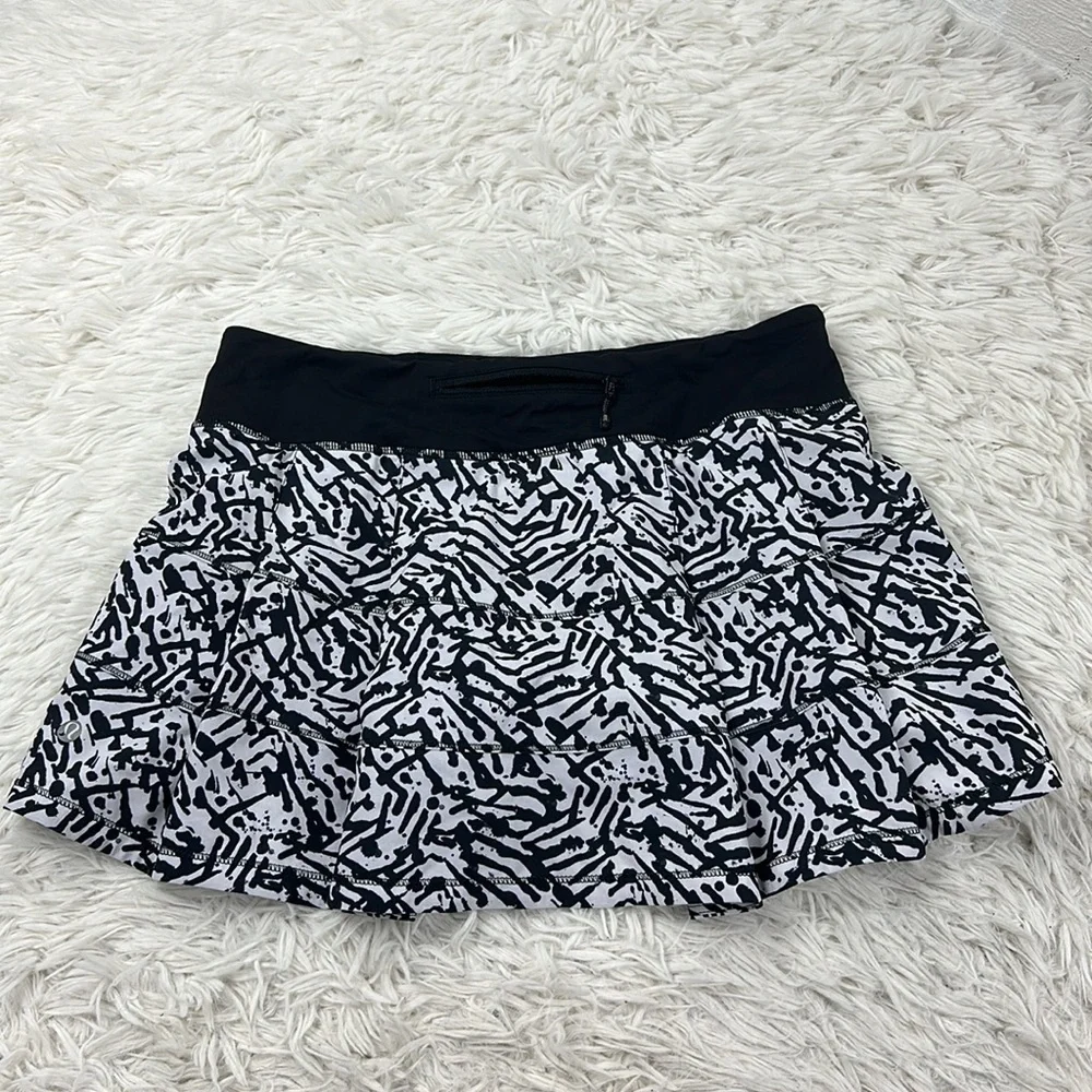 Lululemon Pace Rival Skirt *4-way Stretch (Regular) Brushed Animal White Black